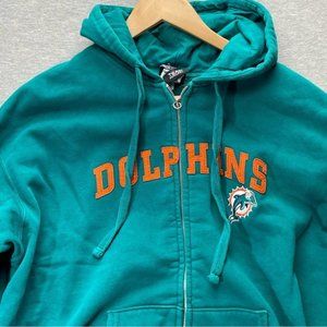 MIAMI Dolphins NFL Team Apparel Green Full Zip Hoodie Size Medium
